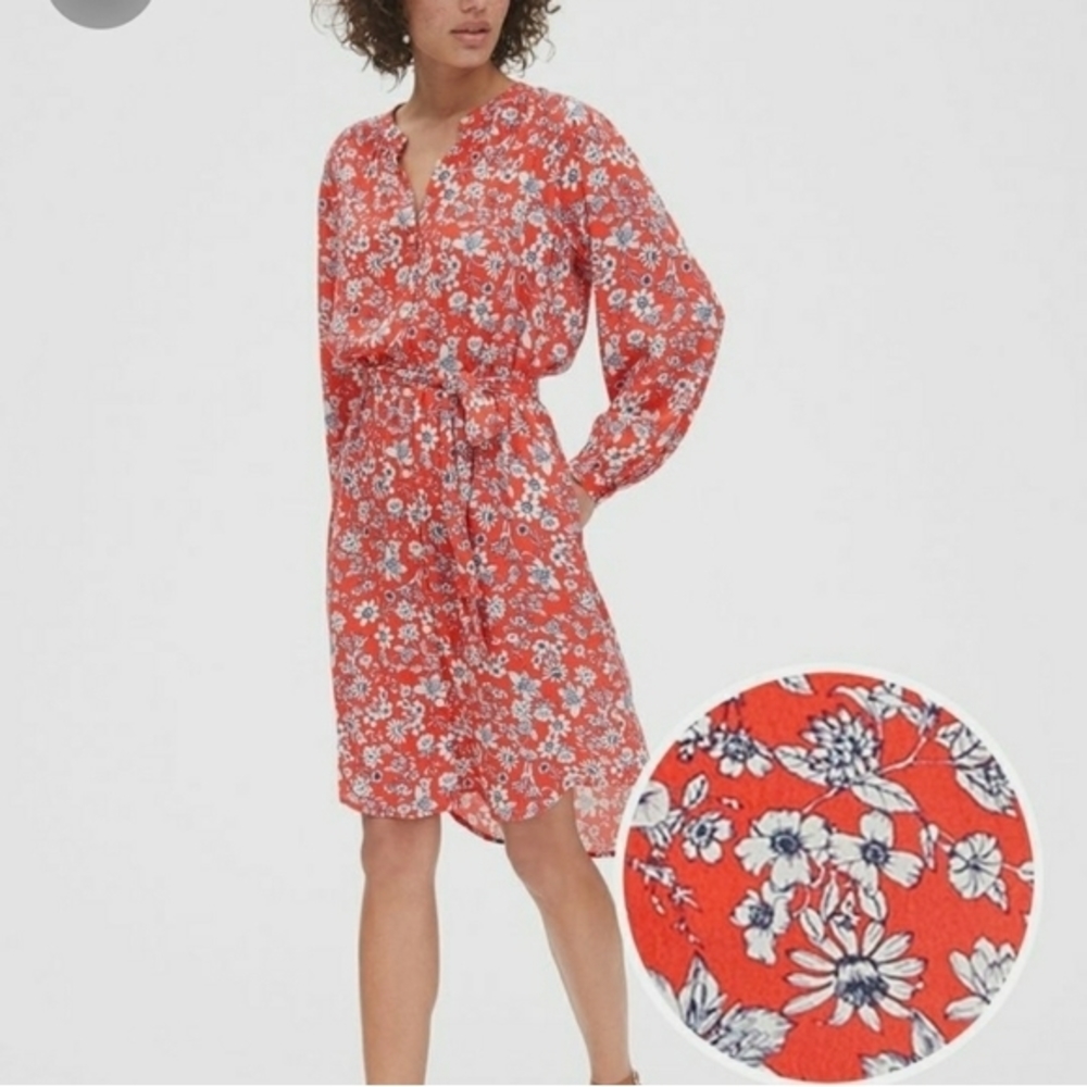 NWT GAP Long Sleeves Floral Shirt Dress Size Large